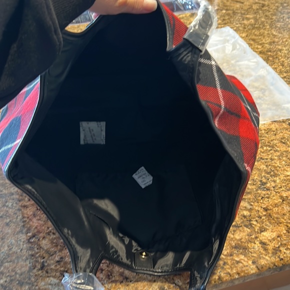 NWT Victoria Secret Red Black and White Plaid Bag - Picture 5 of 9